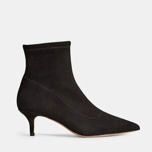 $350 Coach Restored Jade Bootie SUEDE BLACK POINTY GOLD "C" HEEL SOCK 9.5 (MG12)